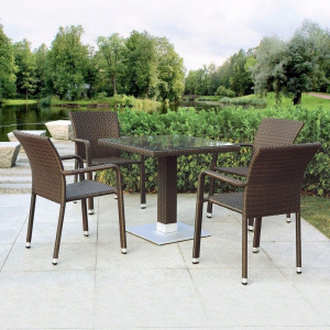 Комплект плетеной мебели Afina T606SWT/A2001B-W53 Brown 4Pcs искусственный ротанг, сталь коричневый Фото 1