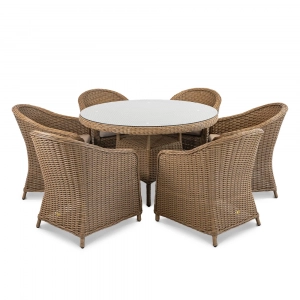 Кресло плетеное с подушкой ReeHouse Primo алюминий, искусственный ротанг, олефин американский орех, капучино Фото 4