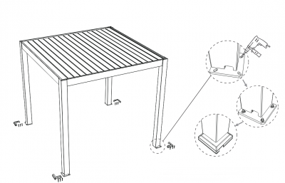 Пергола биоклиматическая 3х4 м с поворотными ламелями Tagliamento SKYPergs Plus алюминий, текстилен темно-серый, свежий тик Фото 7
