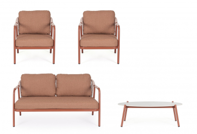 Комплект металлической лаунж мебели Garden Relax Miravet алюминий, роуп, ткань, натуральный камень медный Фото 5