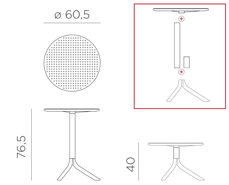 Стол пластиковый обеденный Step + Step Mini, белый, Ø605х400-765 мм