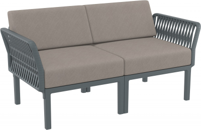 Комплект пластиковой мебели Siesta Contract Portofino Lounge стеклопластик, полипропилен, полиэстер темно-серый, светло-коричневый Фото 6