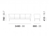 Диван четырехместный PEDRALI Social сталь, алюминий, ткань Фото 2