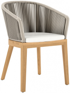 Кресло плетеное с подушкой JANUS et Cie Heron тик, алюминий, роуп, акрил натуральный, песочный Фото 1