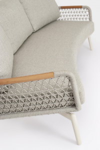 Диван трехместный с подушками Garden Relax Eulero алюминий, тик, роуп, олефин пеликан Фото 7