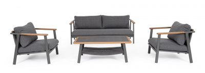 Комплект металлической лаунж мебели Garden Relax Leonida алюминий, тик, олефин антрацит Фото 3