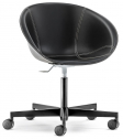 Кресло офисное на колесах PEDRALI Gliss сталь, натуральная кожа черный Фото 1