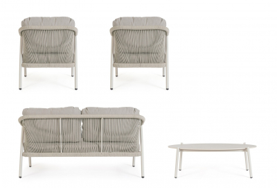 Комплект металлической лаунж мебели Garden Relax Miravet алюминий, роуп, ткань, натуральный камень белый, бежевый Фото 8