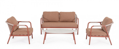 Комплект металлической лаунж мебели Garden Relax Miravet алюминий, роуп, ткань, натуральный камень медный Фото 3