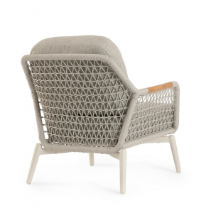 Кресло лаунж плетеное с подушками Garden Relax Eulero алюминий, тик, роуп, олефин пеликан Фото 6