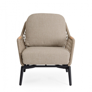 Кресло лаунж плетеное с подушками Garden Relax Eulero алюминий, тик, роуп, олефин антрацит Фото 4