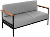 Диван двухместный с подушками ReeHouse Ratio алюминий, ясень, олефин черный, светло-серый Фото 1