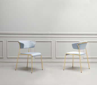 Кресло с обивкой Scab Design Lisa сталь, дерево, вельвет сатинированная латунь, голубой Фото 6