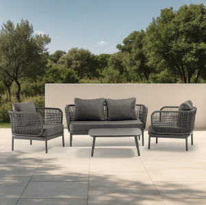 Комплект лаунж мебели Grattoni Yolk алюминий, роуп, олефин антрацит, темно-серый, угольный Фото 6