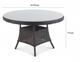 Стол плетеный обеденный ReeHouse Primo алюминий, искусственный ротанг, стекло шоколад металлик Фото 2