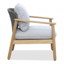 Лаунж-кресло деревянное с подушками Tagliamento Freeport акация, роуп, ткань песочный, угольный, серый Фото 5