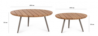 Комплект кофейных столиков Garden Relax Corbeta сталь, тик натуральный Фото 2