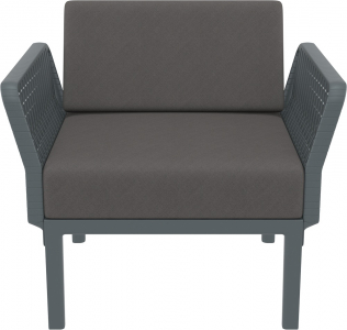 Кресло пластиковое с подушками Siesta Contract Portofino Lounge стеклопластик, полипропилен, полиэстер темно-серый, темно-серый Фото 10