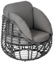 Кресло плетеное с подушками ReeHouse Lotus алюминий, искусственный ротанг, олефин черный металлик, серый Фото 1