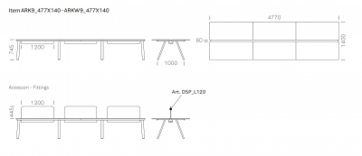 Стол ламинированный с перегородкой PEDRALI Arki-Table Desk сталь, ЛДСП светло-серый Фото 2