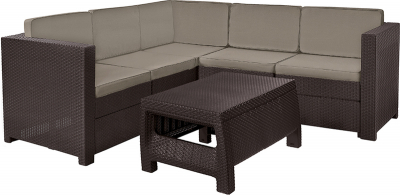 Комплект пластиковой мебели Keter Provence set with coffee table пластик с имитацией плетения коричневый, серо-бежевый Фото 1