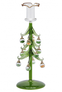 Подсвечник Сосна с декором EDG Candle Holder стекло зеленый микс Фото 1