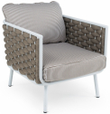 Кресло плетеное RosaDesign Manhattan алюминий, роуп, ткань белый, серый Фото 1
