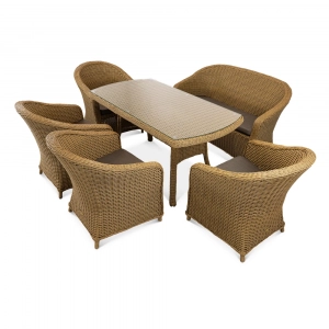 Диван двухместный плетеный с подушкой ReeHouse Primo алюминий, искусственный ротанг, олефин американский орех, серый Фото 5