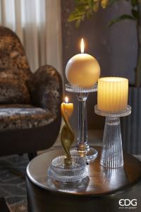 Подсвечник конусный Полосы EDG Candle Holder стекло прозрачный Фото 3