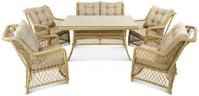 Комплект плетеной мебели ReeHouse Titulo алюминий, искусственный ротанг, олефин, стекло индийское дерево, капучино Фото 7