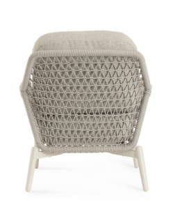 Кресло лаунж плетеное с подушками Garden Relax Eulero алюминий, тик, роуп, олефин пеликан Фото 3