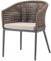 Кресло плетеное мягкое Grattoni Cuba алюминий, роуп, олефин антрацит, коричневый Фото 1