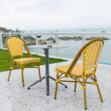 Стул под бамбук Tagliamento French Bistro алюминий, искусственный ротанг бамбуковый, желтый, белый Фото 9