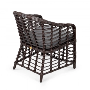 Кресло плетеное с подушкой ReeHouse Miro алюминий, искусственный ротанг, олефин шоколад металлик, серый Фото 6