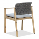 Кресло деревянное с подушкой Tagliamento Freeport акация, роуп, ткань песочный, угольный, серый Фото 3