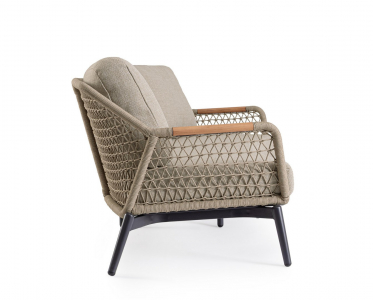 Диван трехместный с подушками Garden Relax Eulero алюминий, тик, роуп, олефин антрацит Фото 5