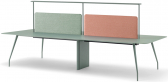 Стол ламинированный с перегородкой PEDRALI Rizz Workstation алюминий, компакт-ламинат HPL, ткань зеленый Фото 1