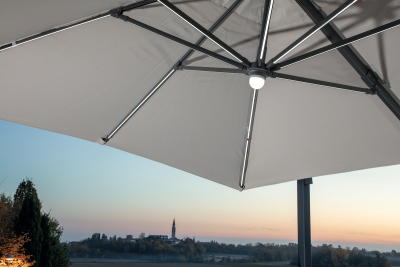 Зонт садовый с подсветкой Grattoni Trieste Light алюминий, олефин антрацит, бежевый Фото 4