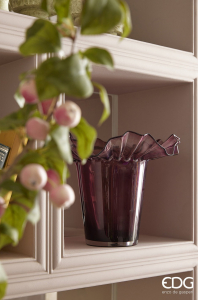 Ваза расклешенная с цветочными оборками EDG Vase стекло античный розовый Фото 8