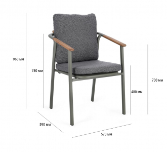 Кресло металлическое с подушками Garden Relax Leonida алюминий, тик, олефин зеленый Фото 2