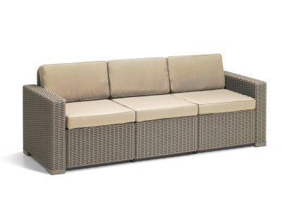 Комплект пластиковой мебели Keter California 3 seater set пластик с имитацией плетения капучино, песочный Фото 7