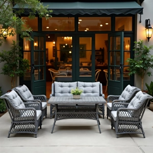 Кресло плетеное с подушками ReeHouse Titulo алюминий, искусственный ротанг, олефин лунный свет, серый Фото 4