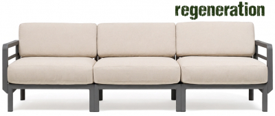 Диван пластиковый с подушками Nardi Maximo 3 стеклопластик, Sunbrella базальт, жемчуг Фото 1