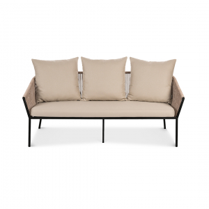 Диван трехместный плетеный с подушками ReeHouse Patio алюминий, искусственный ротанг, олефин черный, ирбис, бежевый Фото 7