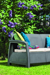 Диван пластиковый Keter Corfu Love Seat Max пластик с имитацией плетения графит Фото 8