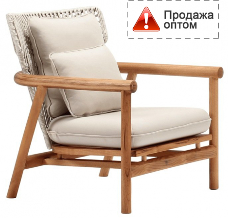 Кресло деревянное плетеное с подушками Leona