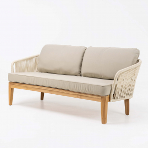 Диван плетеный с подушками RosaDesign Dakota тик, алюминий, роуп, полиэстер натуральный, жемчужный белый, серебристая тортора Фото 3