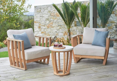 Кресло деревянное с подушками Tagliamento Woodland эвкалипт, олефин натуральный, бежевый Фото 39