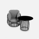 Кресло плетеное с подушками ReeHouse Lotus алюминий, искусственный ротанг, олефин черный металлик, серый Фото 14