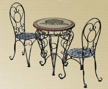 Комплект мебели кованый M-Furniture металл, мрамор черный, мозаика Фото 1